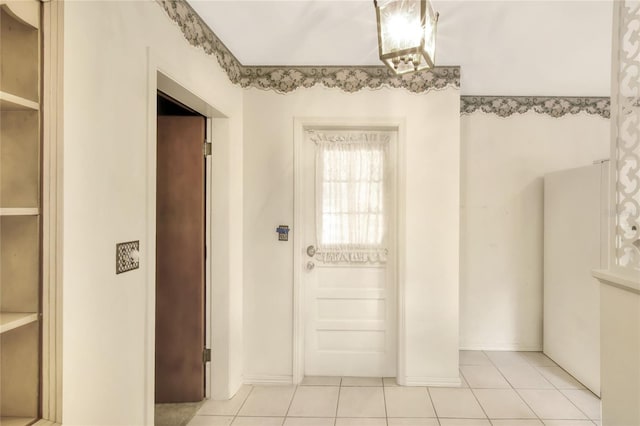 interior space featuring light tile patterned flooring