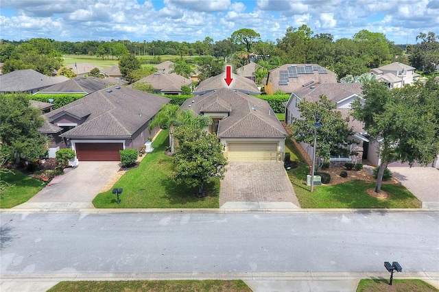 aerial view with a residential view