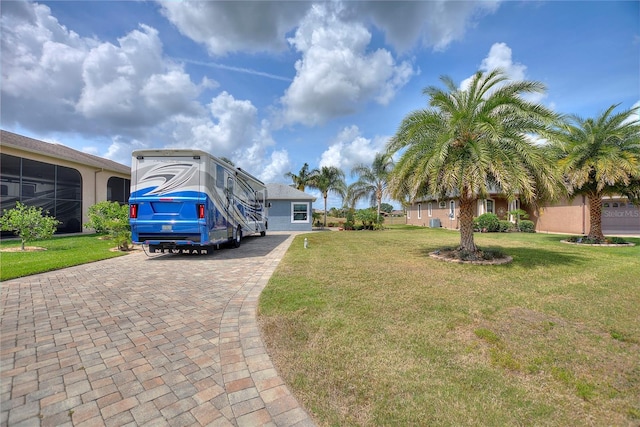 exterior space featuring a garage