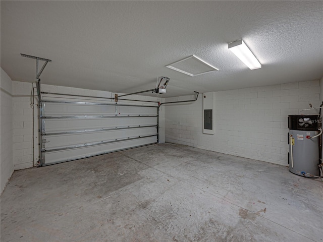 1029 Mattie Pointe Way, Auburndale, FL 33823 - garage featuring concrete block wall, a garage door opener, electric panel, and hybrid water heater
