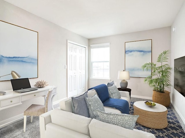 living room with carpet floors