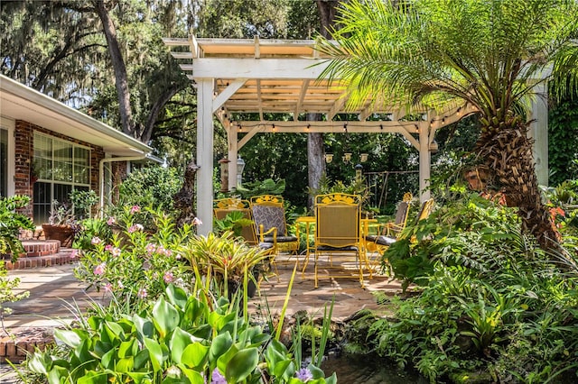 view of patio / terrace featuring a pergola