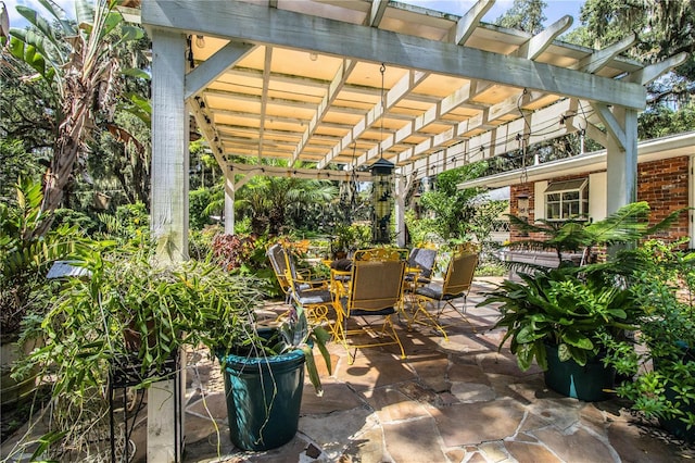 view of patio / terrace featuring a pergola