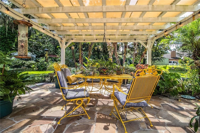 view of patio / terrace featuring a pergola