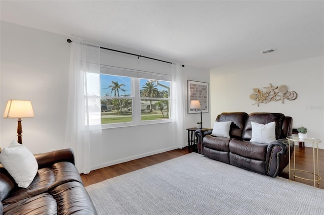 living room with hardwood / wood-style floors