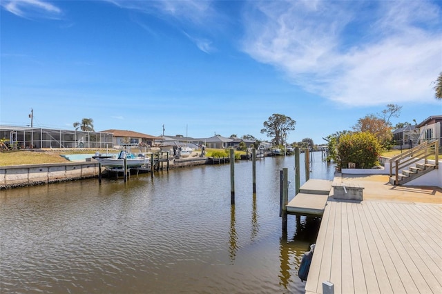 dock area featuring a water view