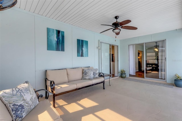 view of patio / terrace featuring an outdoor living space and ceiling fan