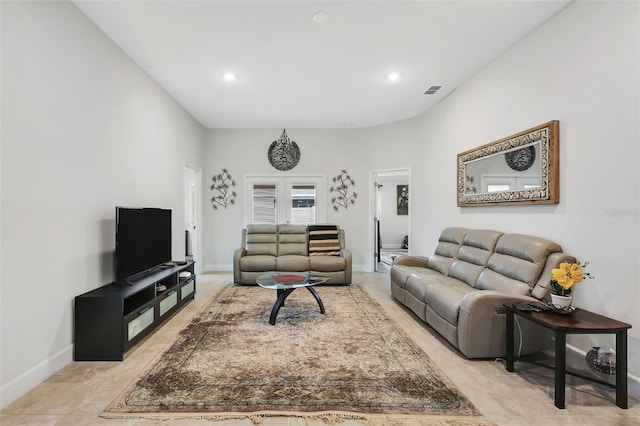 view of tiled living room