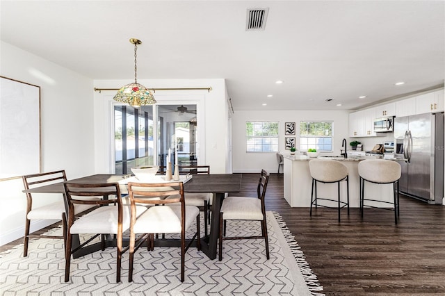 4618 Crestview Ln, Lakeland, FL 33813 - dining space featuring wood finished floors, recessed lighting, and a ceiling fan