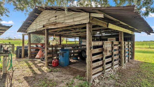 view of outbuilding with a rural view