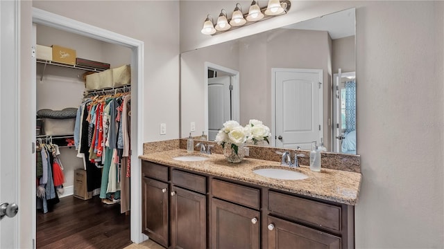 bathroom featuring wood-type flooring and vanity