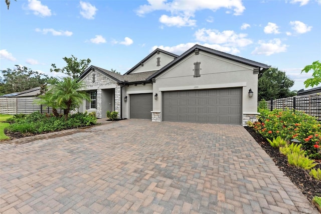 view of front of house with a garage