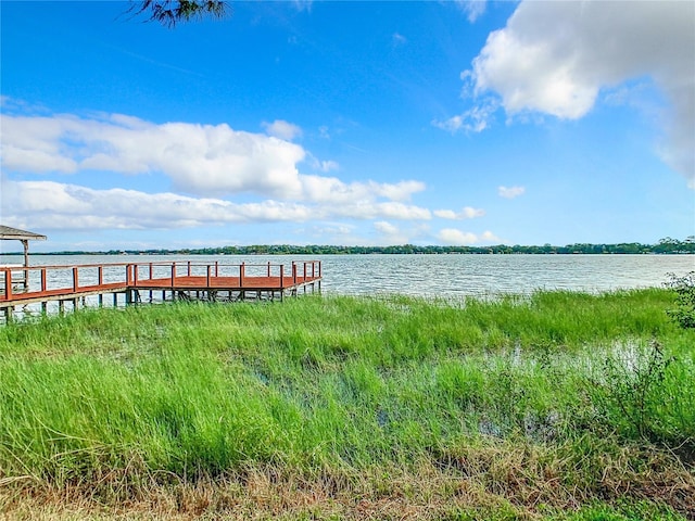 view of dock featuring a water view