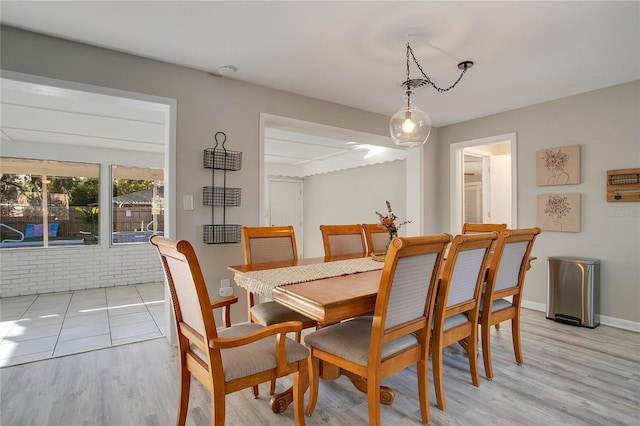 dining area featuring light hardwood / wood-style floors