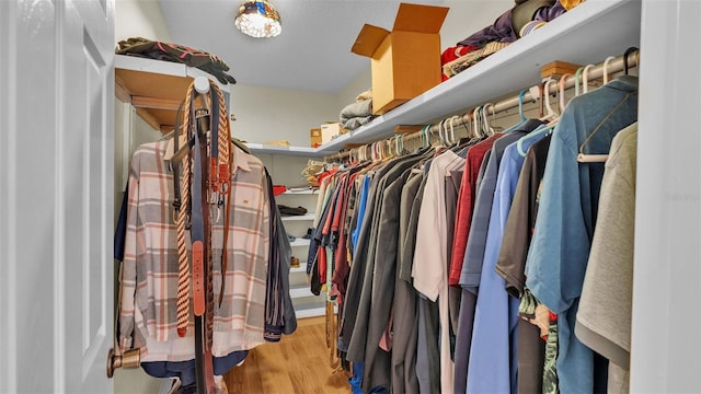 spacious closet with hardwood / wood-style floors