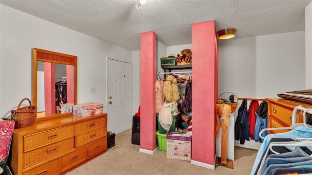 interior space featuring light colored carpet