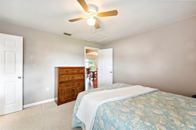 bedroom with carpet and ceiling fan