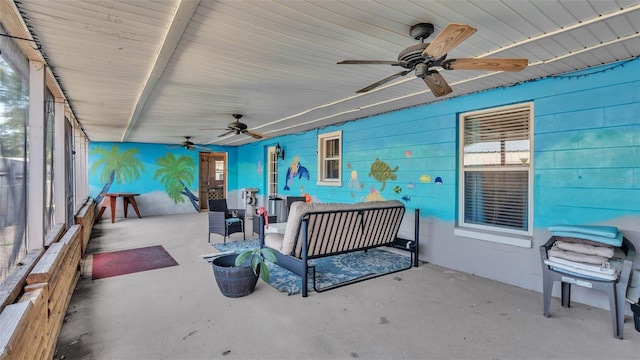 4390 Sunnyside Dr, Lakeland, FL 33810 - view of patio / terrace with an outdoor living space and a ceiling fan