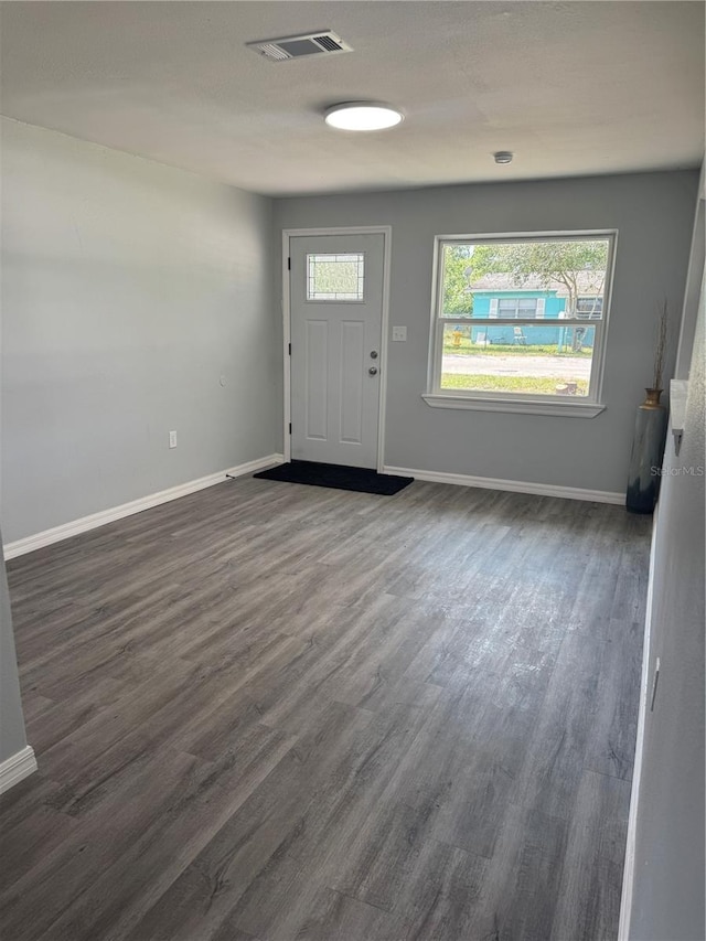 foyer entrance with dark hardwood / wood-style flooring