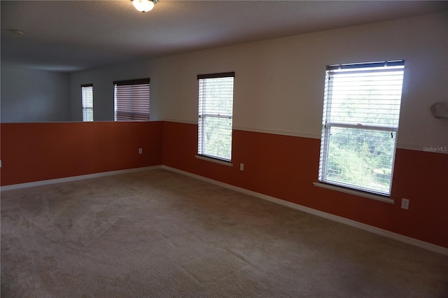 carpeted spare room featuring a wealth of natural light