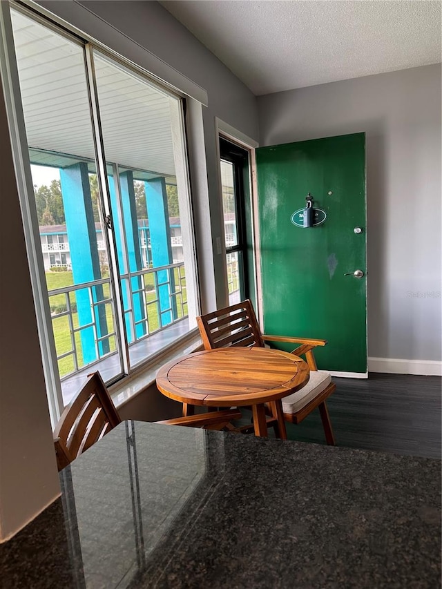 dining space with hardwood / wood-style flooring