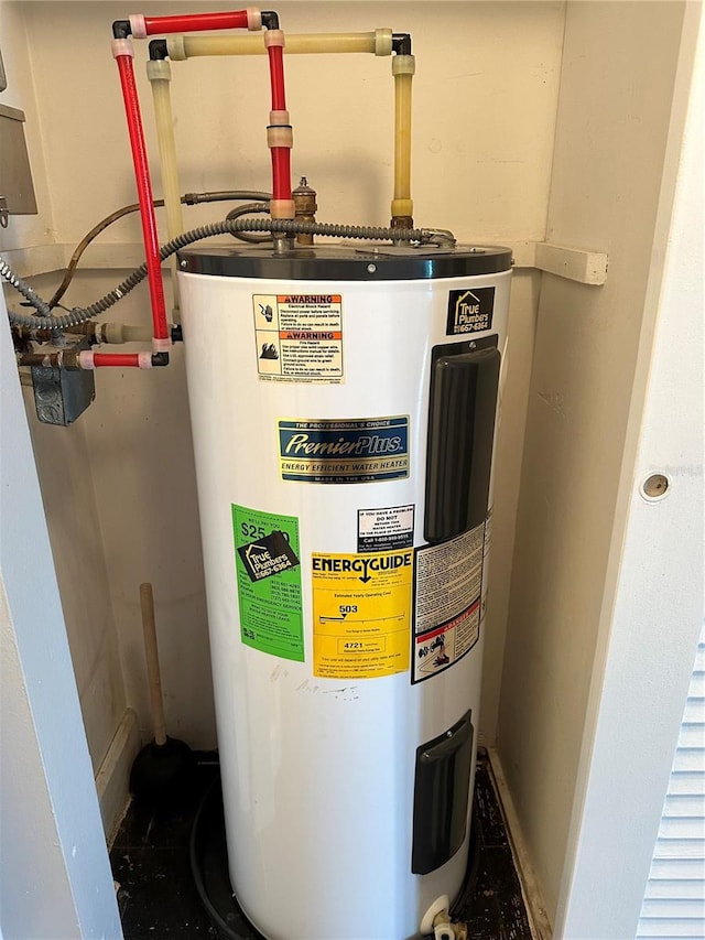 utility room with electric water heater