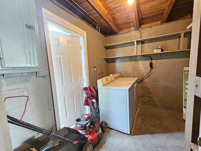 laundry room featuring separate washer and dryer and electric panel