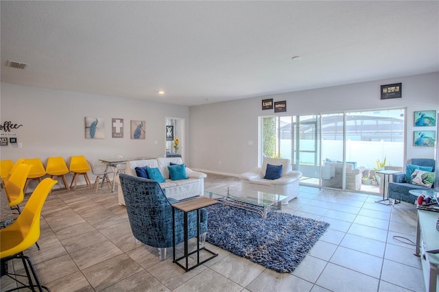 view of tiled living room