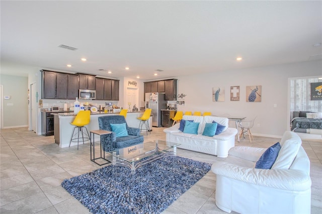 view of tiled living room