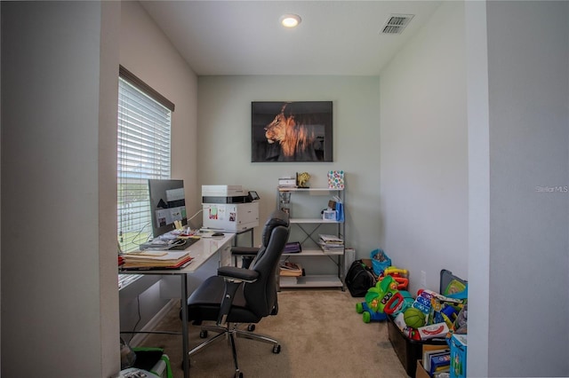 view of carpeted office