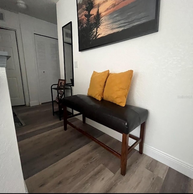 living area featuring hardwood / wood-style flooring