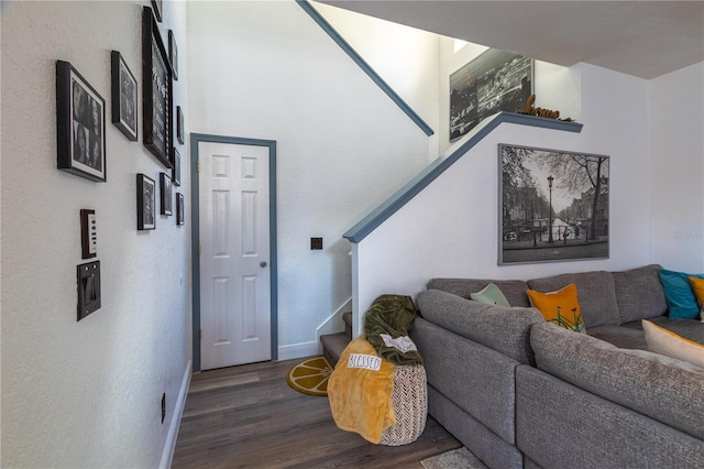 living room with hardwood / wood-style flooring