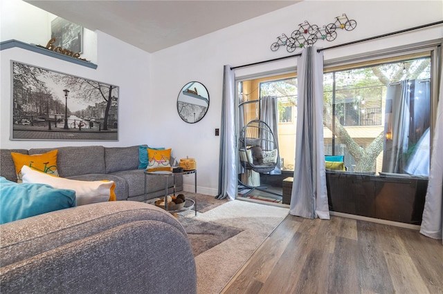 living room with hardwood / wood-style floors