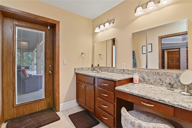 bathroom featuring vanity and tile patterned floors