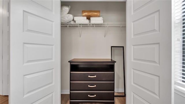 walk in closet featuring hardwood / wood-style floors