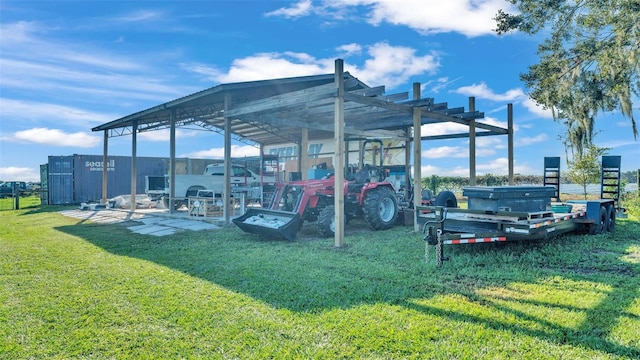 view of parking / parking lot with a yard