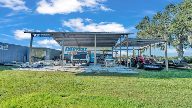 view of car parking with a lawn