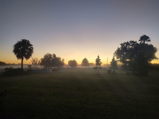 view of yard at dusk