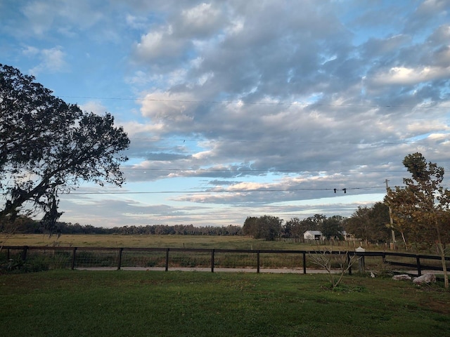 view of yard with a rural view