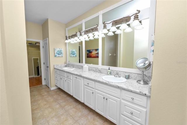 bathroom featuring vanity and tile patterned floors