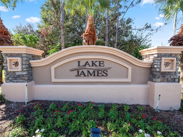 view of community sign