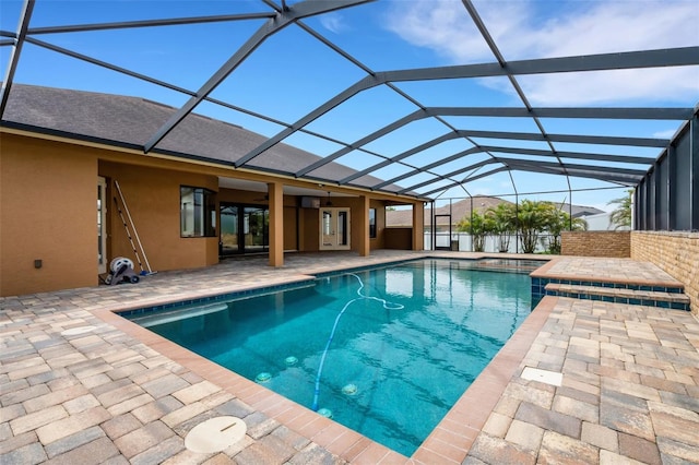5074 Shore Side Dr, Lakeland, FL 33812 - view of pool with a patio area, ceiling fan, and a lanai