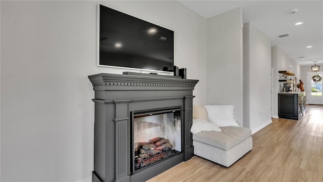 living room with light wood-type flooring