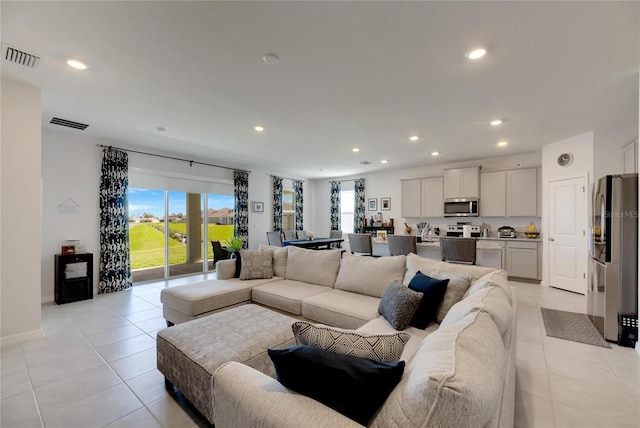 view of tiled living room