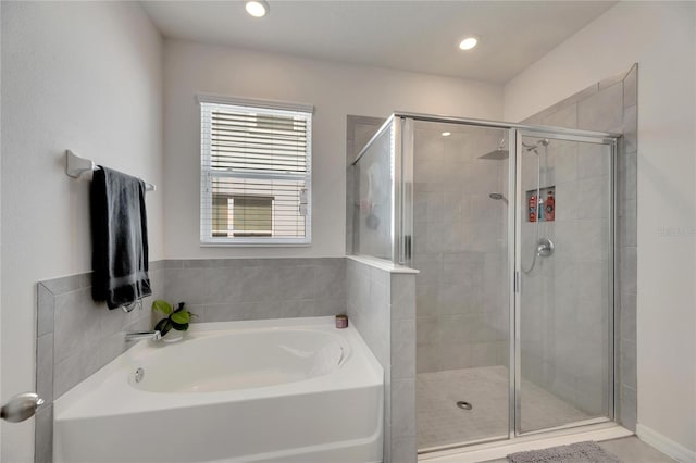 bathroom with plus walk in shower