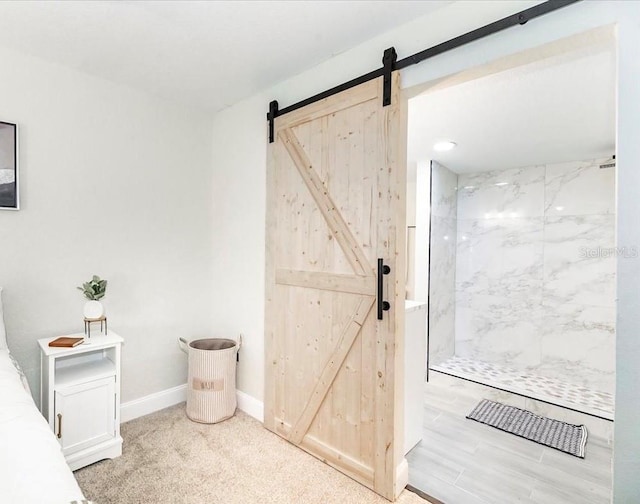 bathroom with hardwood / wood-style flooring