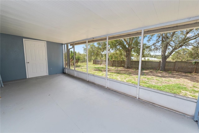 view of unfurnished sunroom