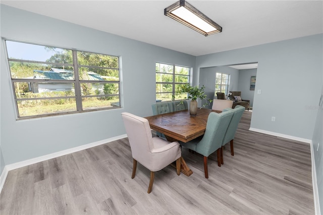 dining room featuring light hardwood / wood-style flooring