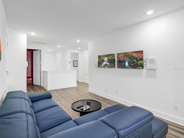 living room with wood-type flooring