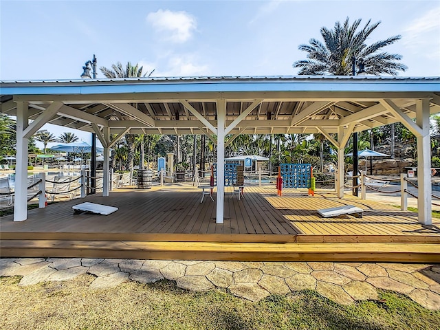 wooden terrace with a gazebo